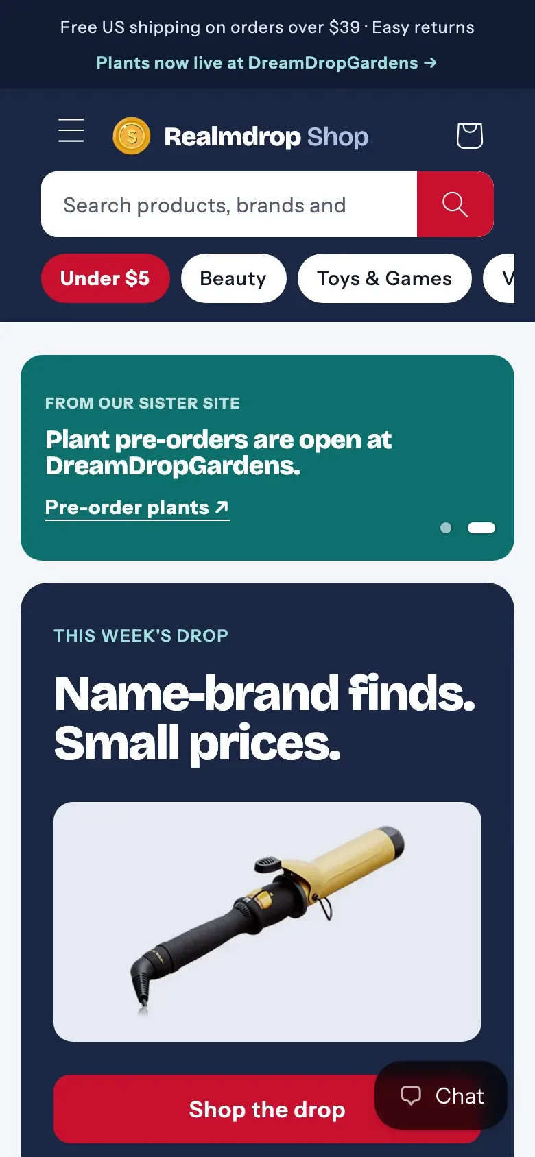 The new shop on a phone